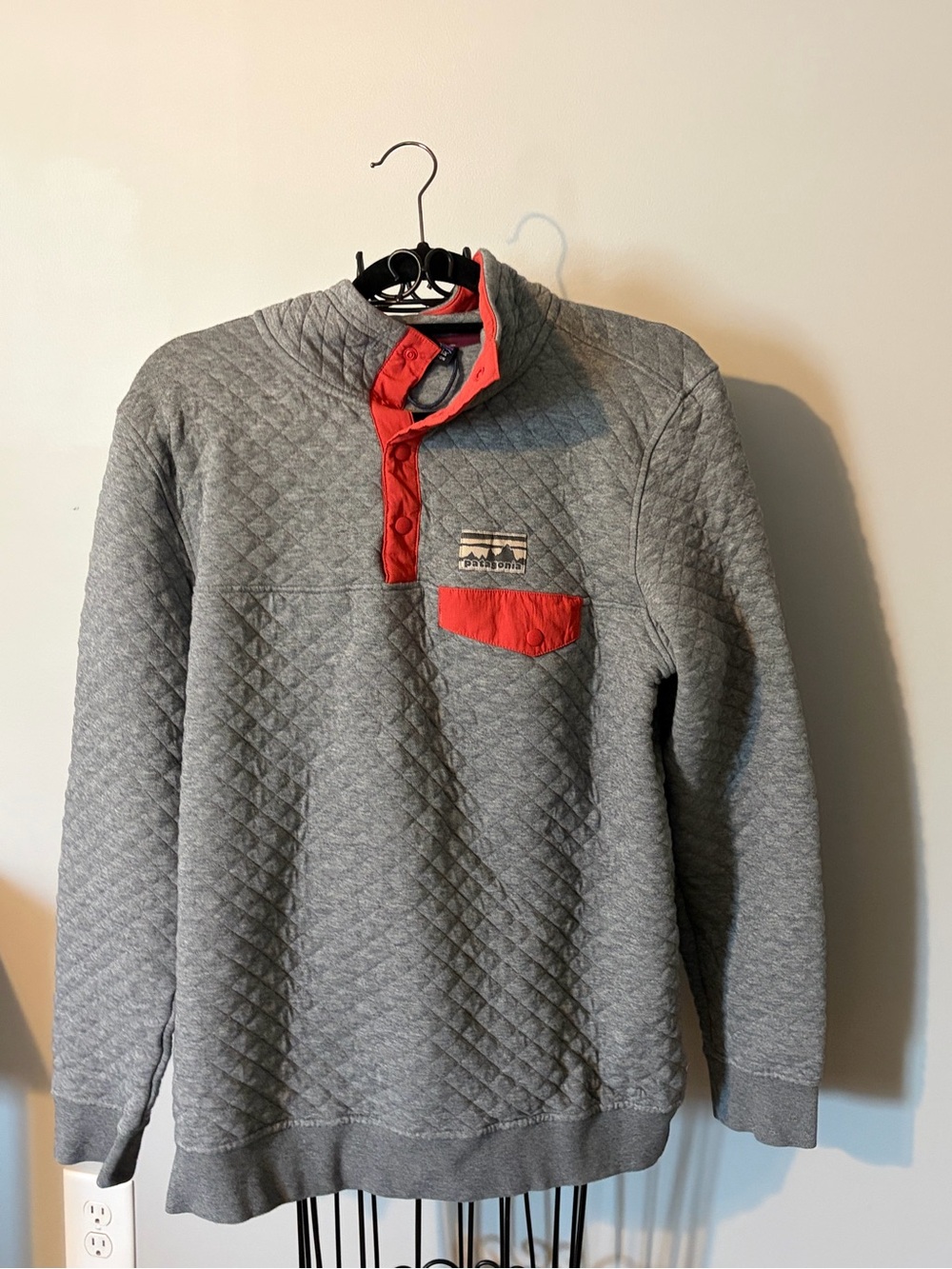 Patagonia Quilted Snap Pullover sweatshirt fleece top Light Gray women’s large - Picture 3 of 13